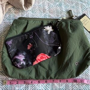 CALIA by Carrie Underwood Green and Black Floral Cosmetic Bag